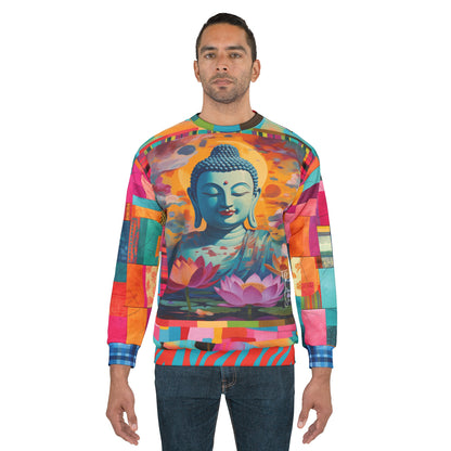 Buddha in Sun Salutation Lotus Floral Unisex Sweatshirt (Gold Label)