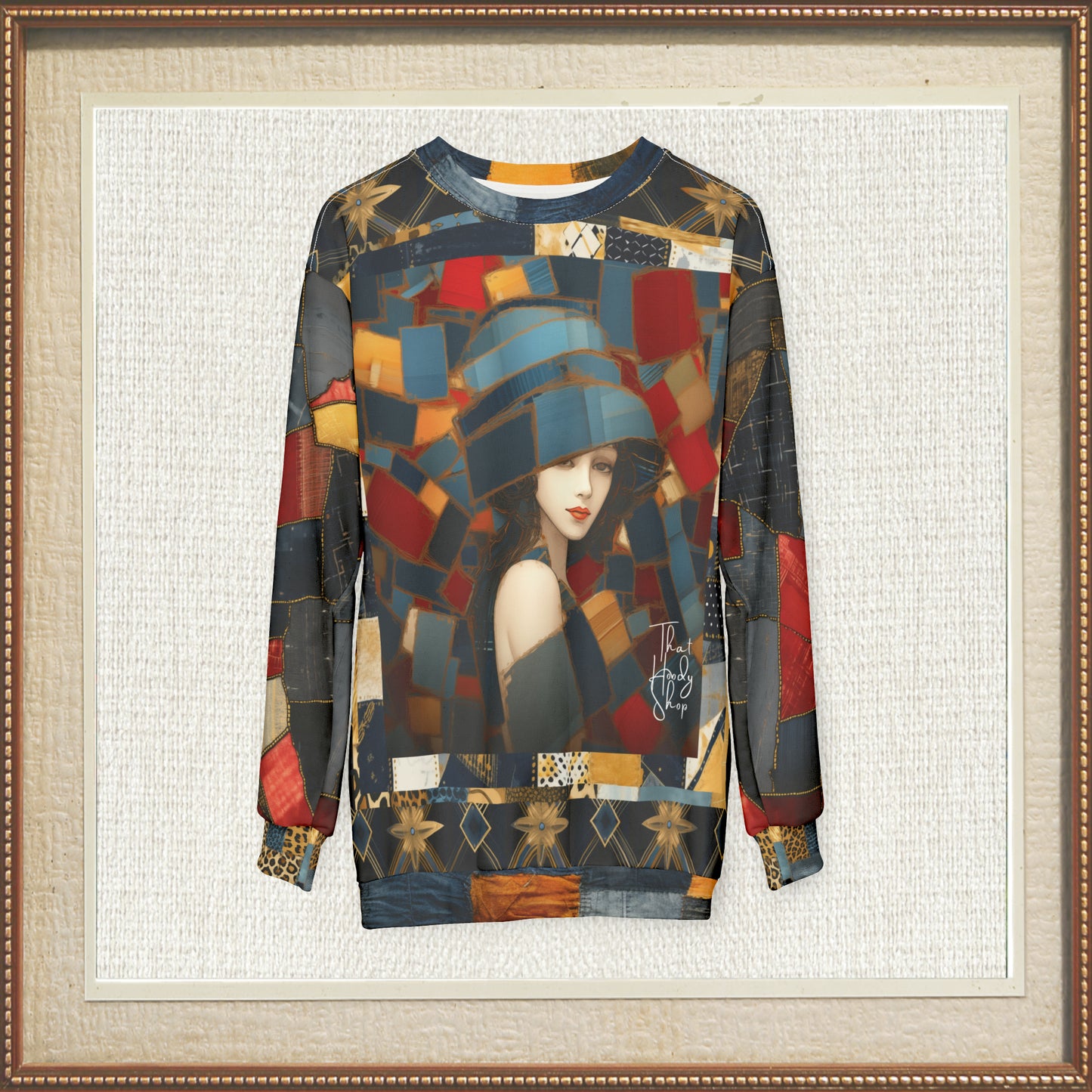 The Penelopes - Lady Victoria Denim Patchwork Print Unisex Sweatshirt