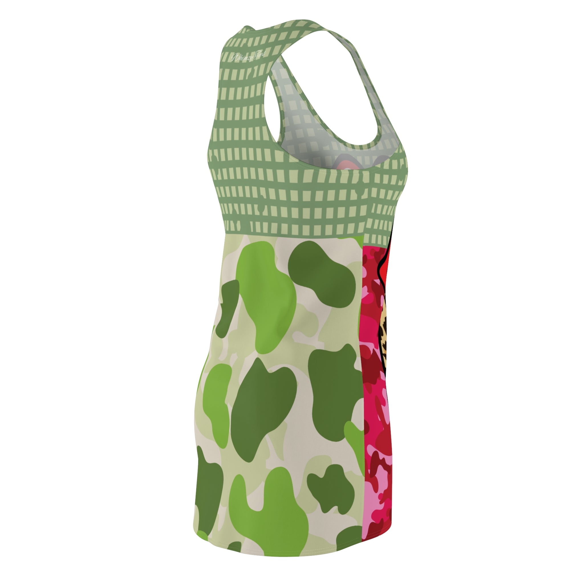 Green Apple Leopard Lips Camouflage Racerback Dress