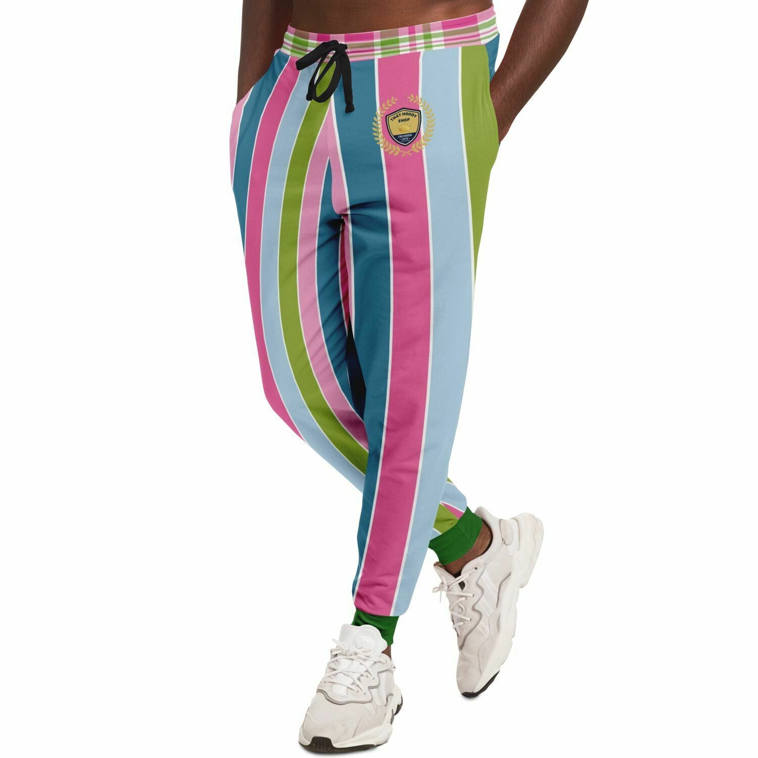 Joggers unisex de poliéster ecológico con rayas de rugby en colores pastel de Pascua 