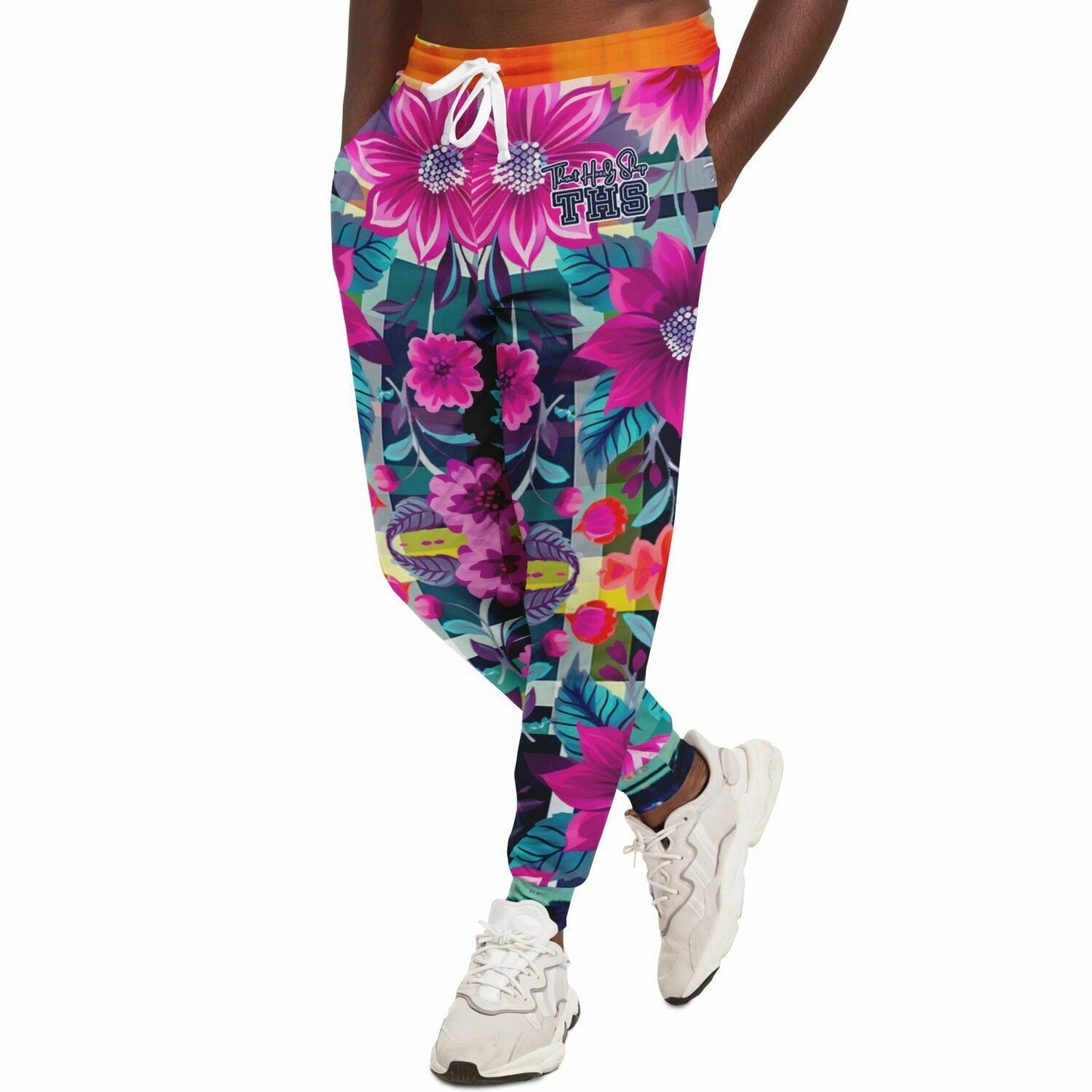Look of Betrayal Pink Plaid Floral Eco-Poly Unisex Joggers