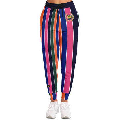 Pink Cerise Rugby Stripe Eco-Poly Unisex Joggers