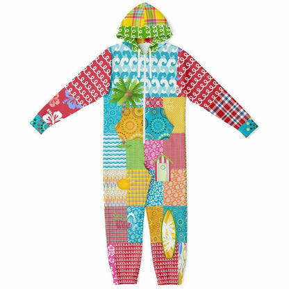 Maui Waui Hawaiian Surfside Patchwork Unisex Fleece Romper