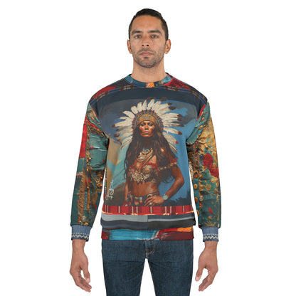 Black Seminole Woman in Plume Unisex Sweatshirt (Gold Label)