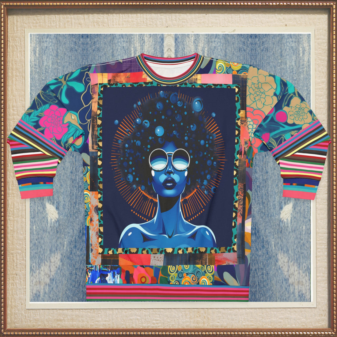 Blue Black Diva Queen Unisex Sweatshirt (Gold Label)