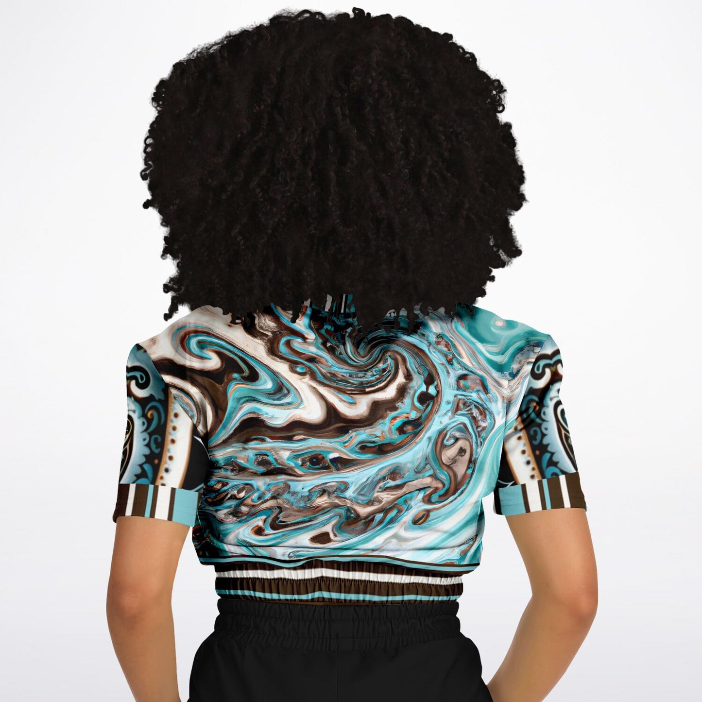Turk and Caicos Short Sleeve Cropped Eco-Poly Sweater