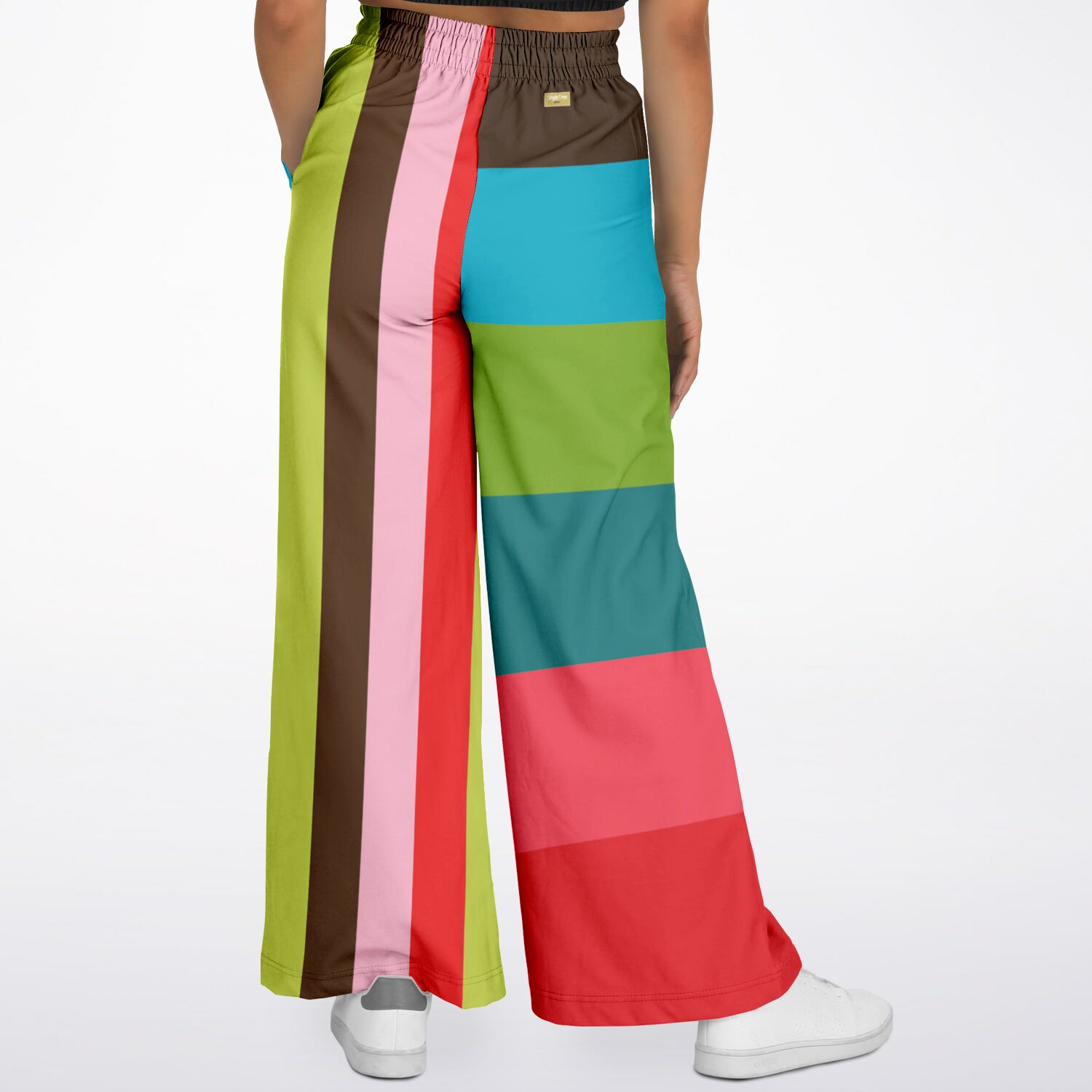 Watermelon Crush Rugby Stripe Eco-Poly Wide Leg Pants