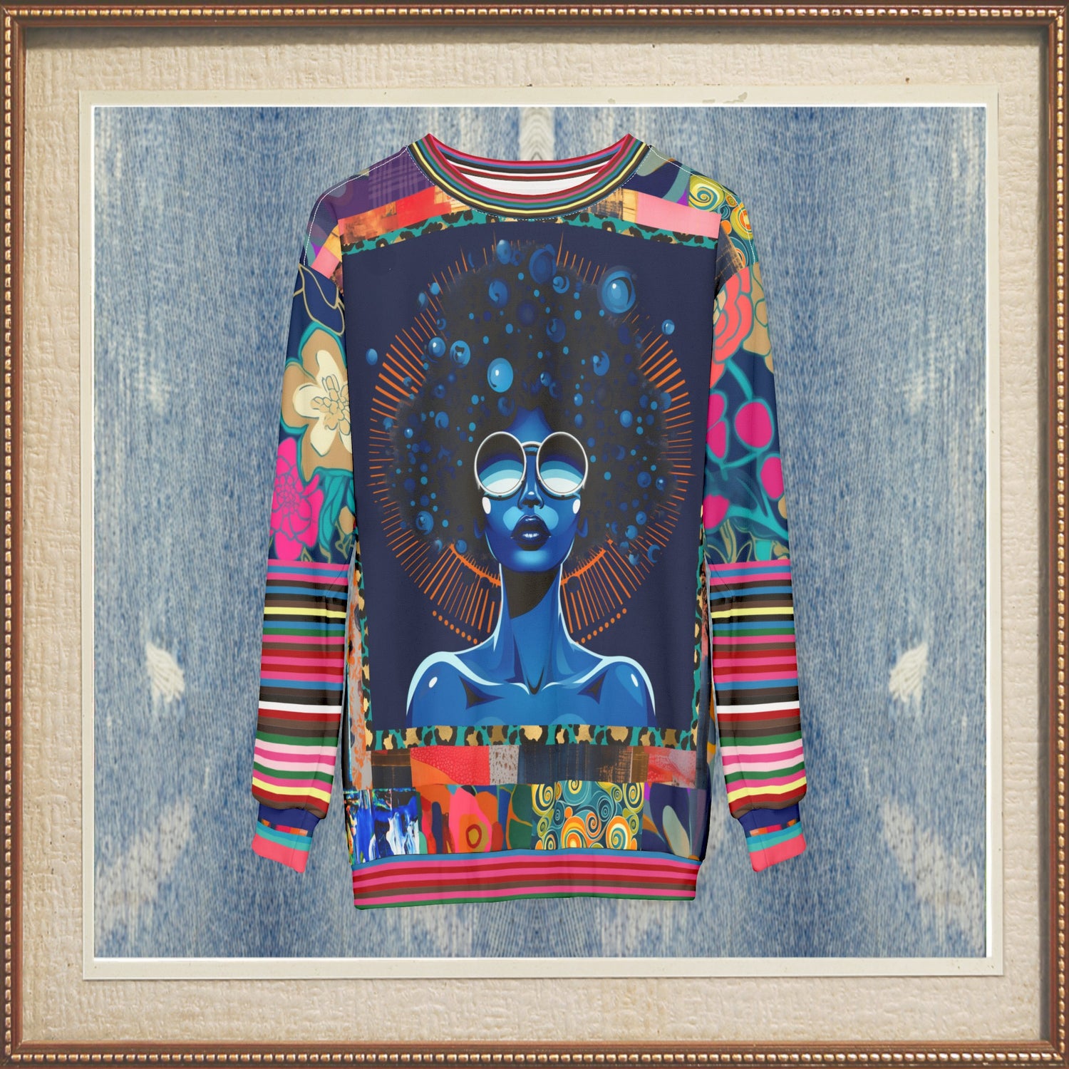 Blue Black Diva Queen Unisex Sweatshirt (Gold Label)