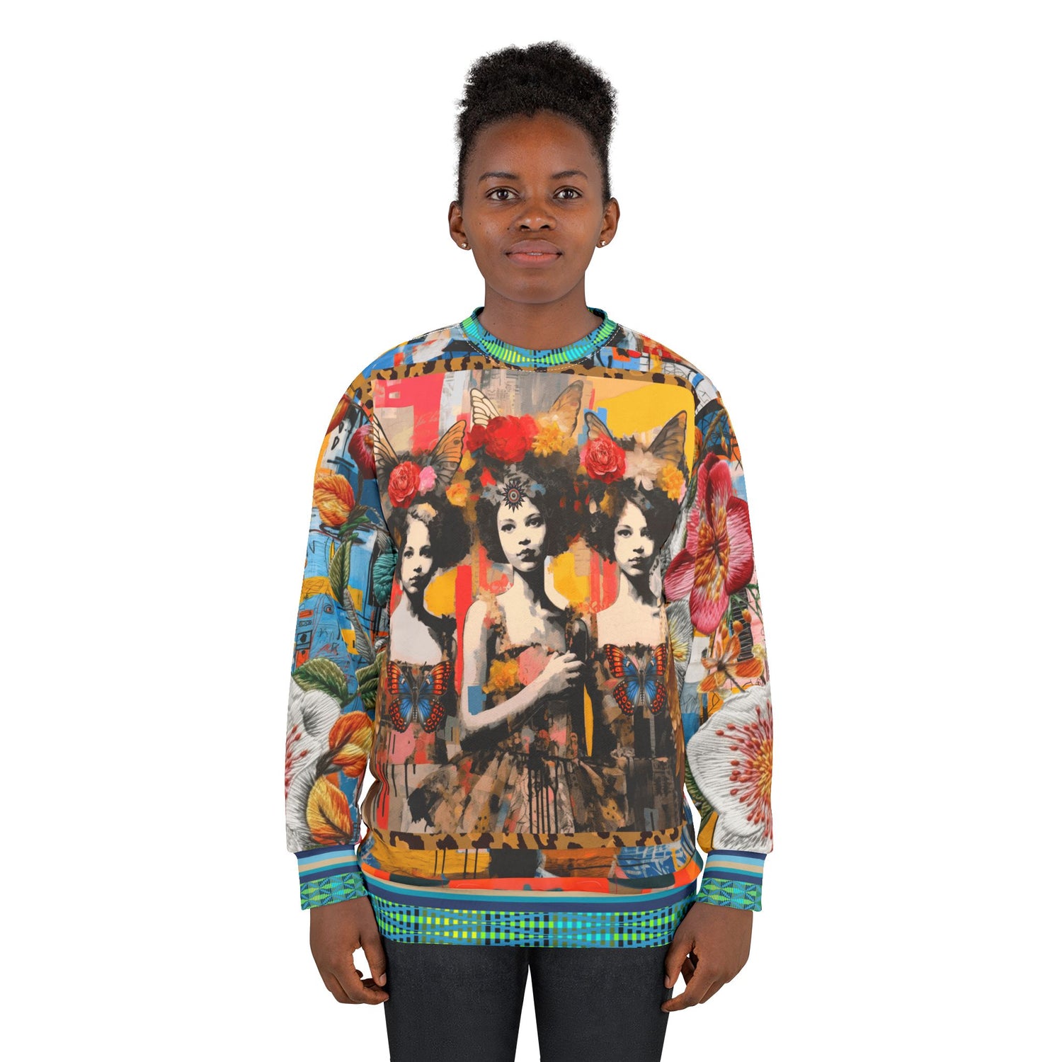 Angel Girls in Triplicate Floral Print Unisex Sweatshirt (Gold Label)