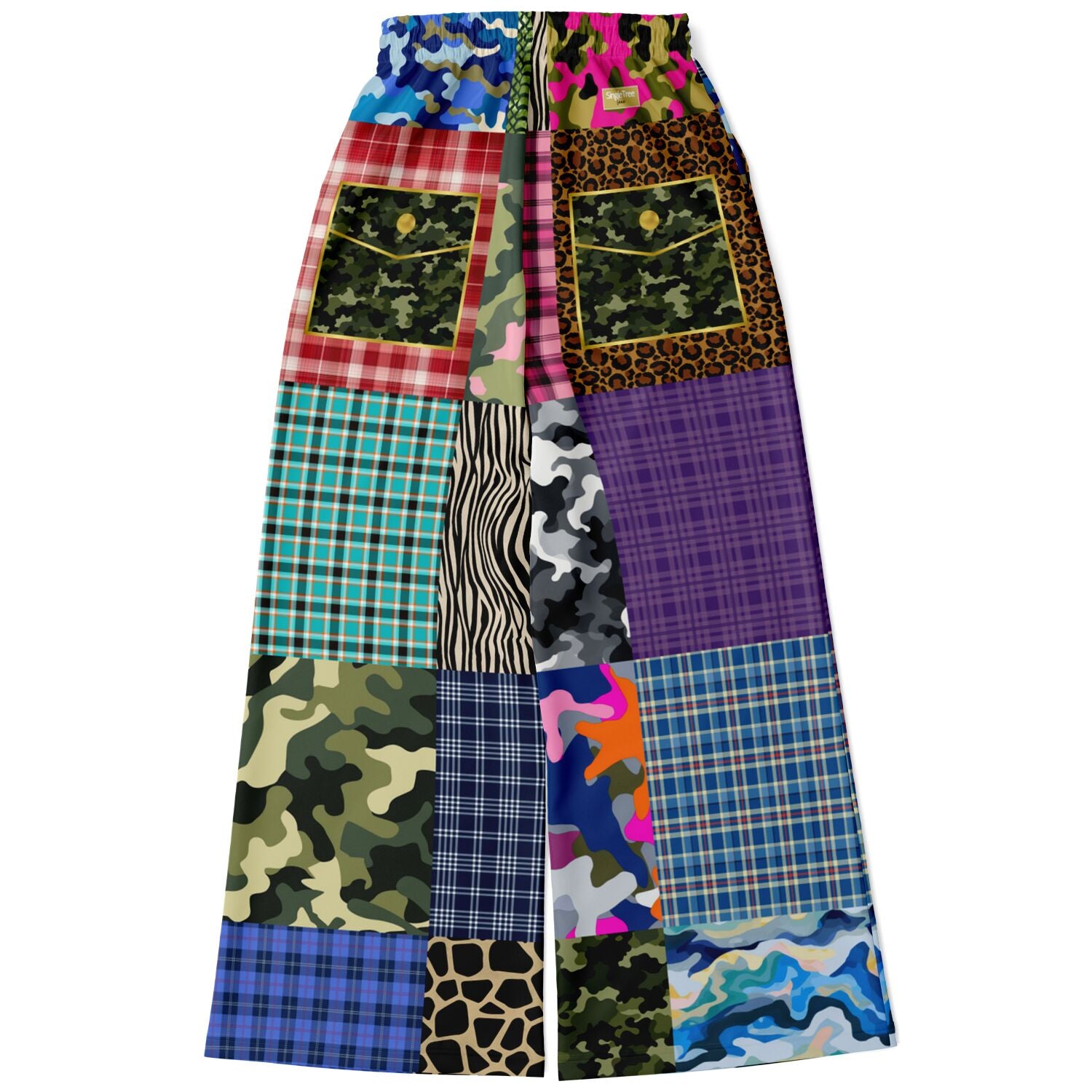 Hodgepodge Camo Plaid Animal Print Eco-Poly Wide Leg Pants