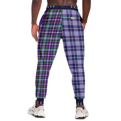 Joggers unisex de poliéster ecológico con cuadros de tartán Purple Crush 