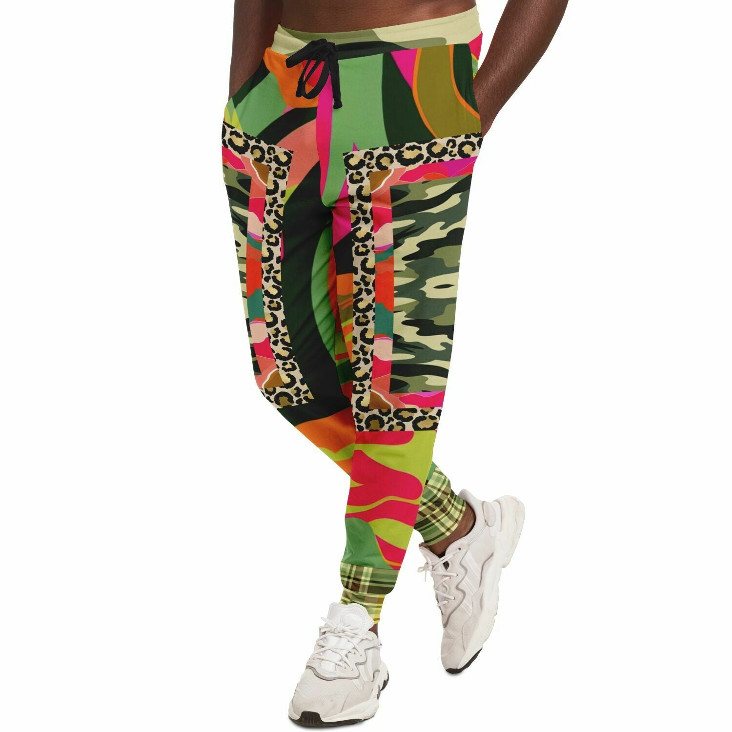 Pink Mardi Gras Floral Camo Plaid Eco-Poly Unisex Joggers