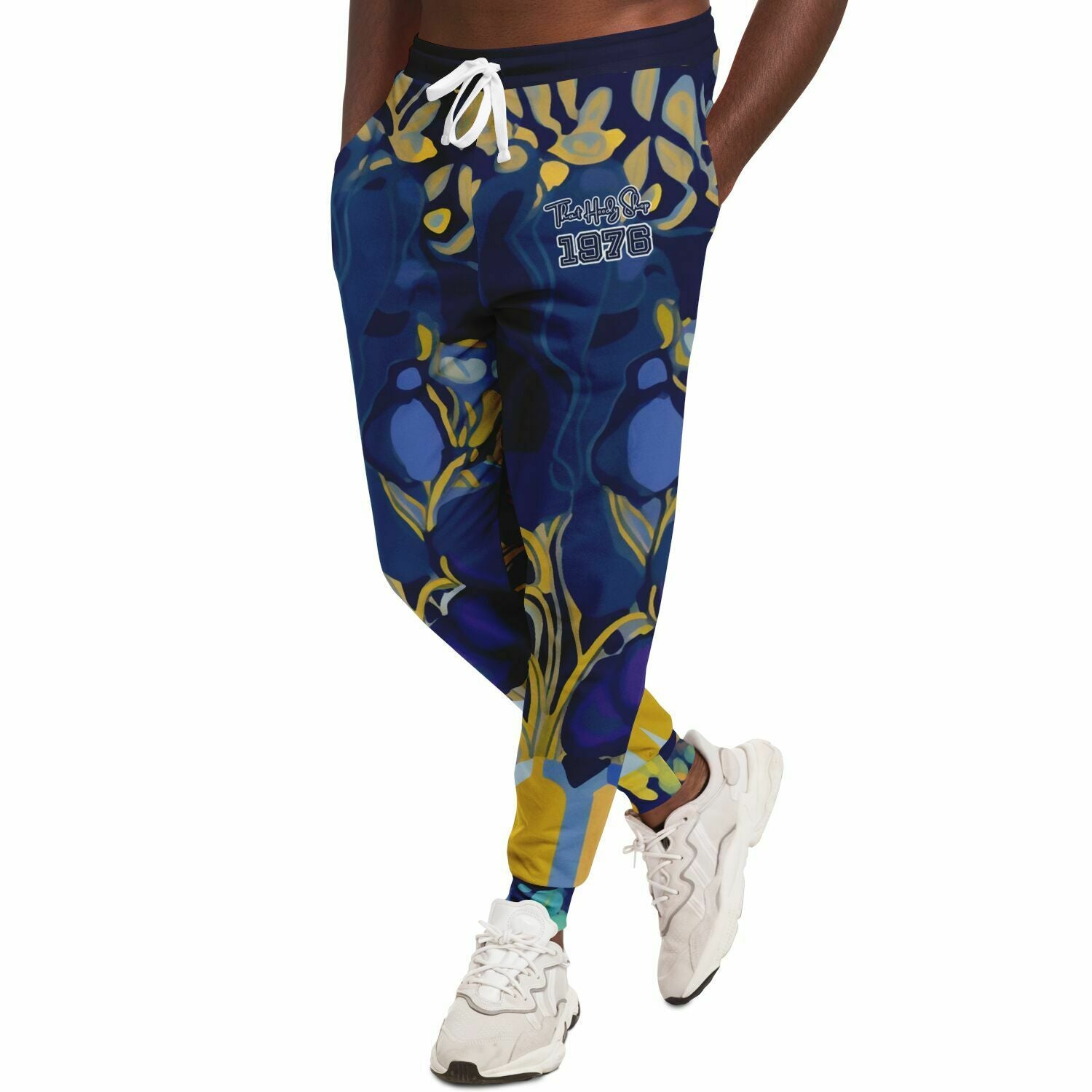 Mass Hypnosis Blue Abstract Floral Eco-Poly Unisex Joggers