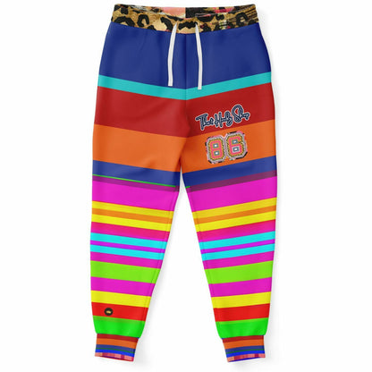 Joggers unisex Gaia Mother Earth Dayglo de poliéster ecológico a rayas 