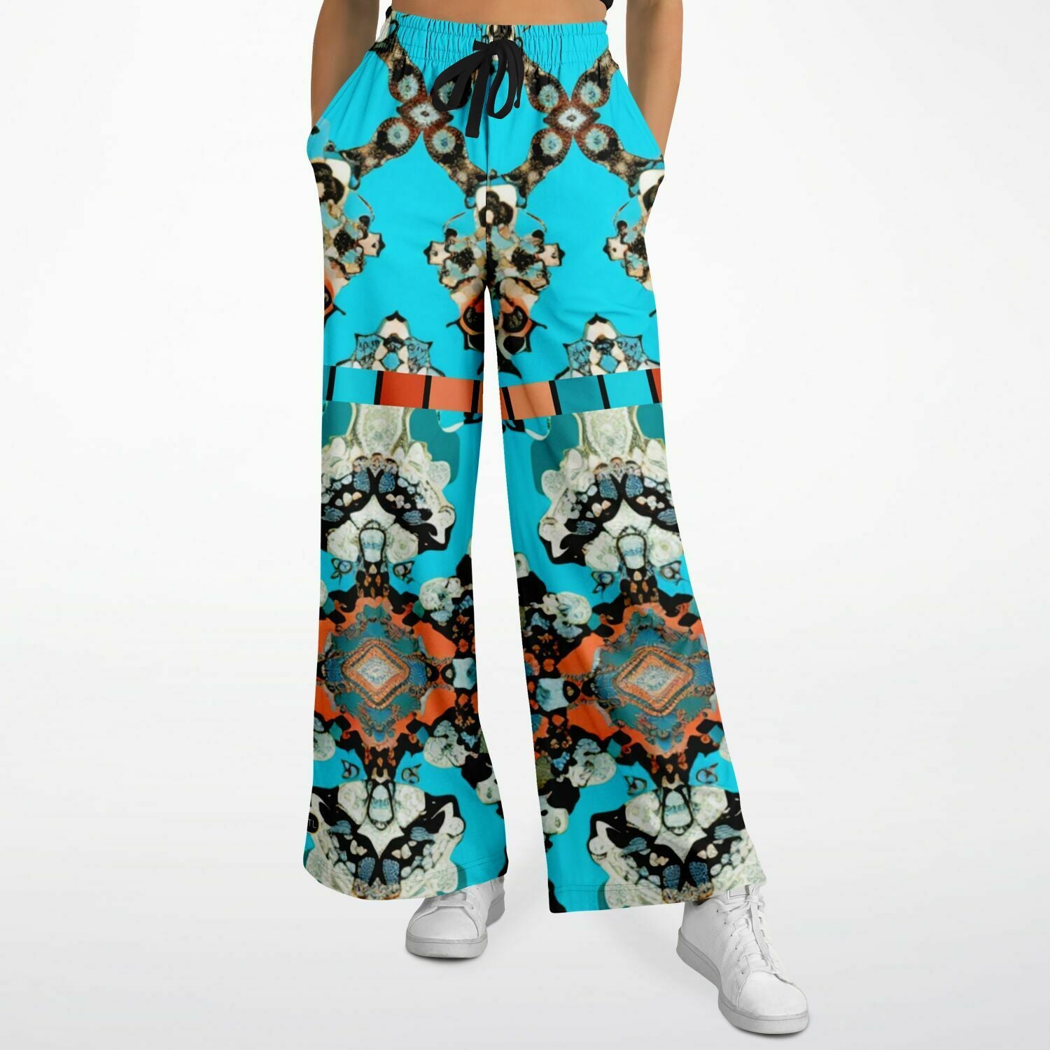 Coral Reef Turquoise Batique Eco-Poly Flare Leg Pants