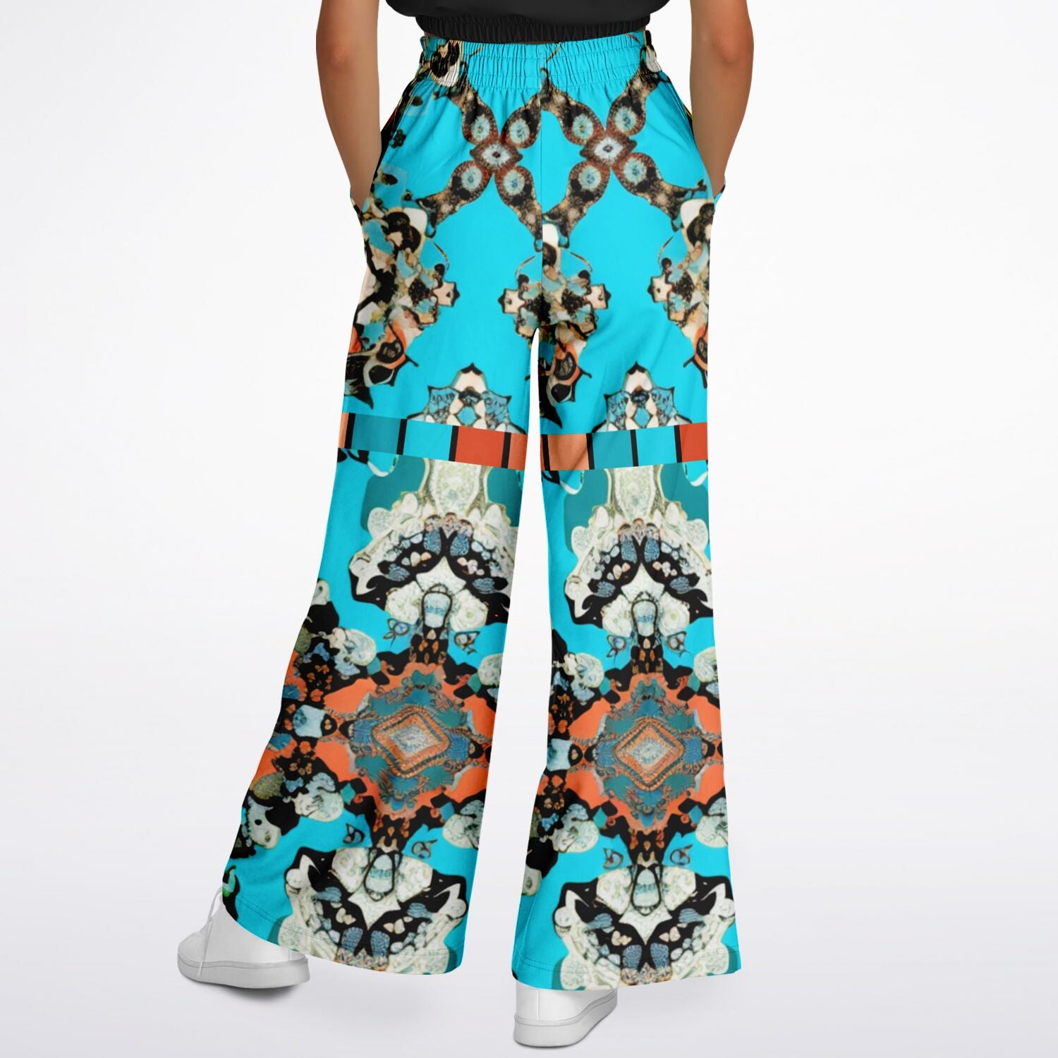 Coral Reef Turquoise Batique Eco-Poly Flare Leg Pants