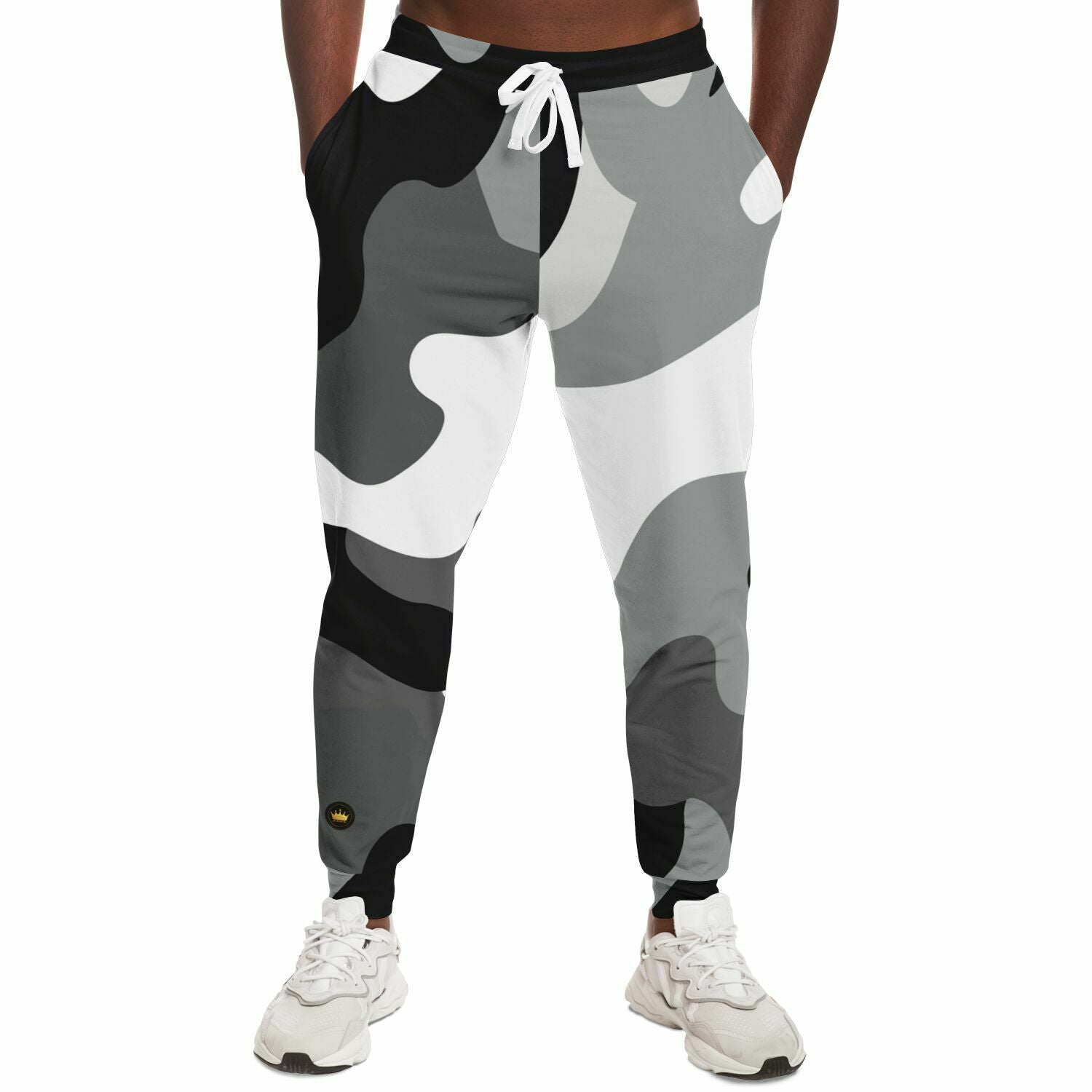 Joggers unisex de camuflaje ecológico en blanco y negro 