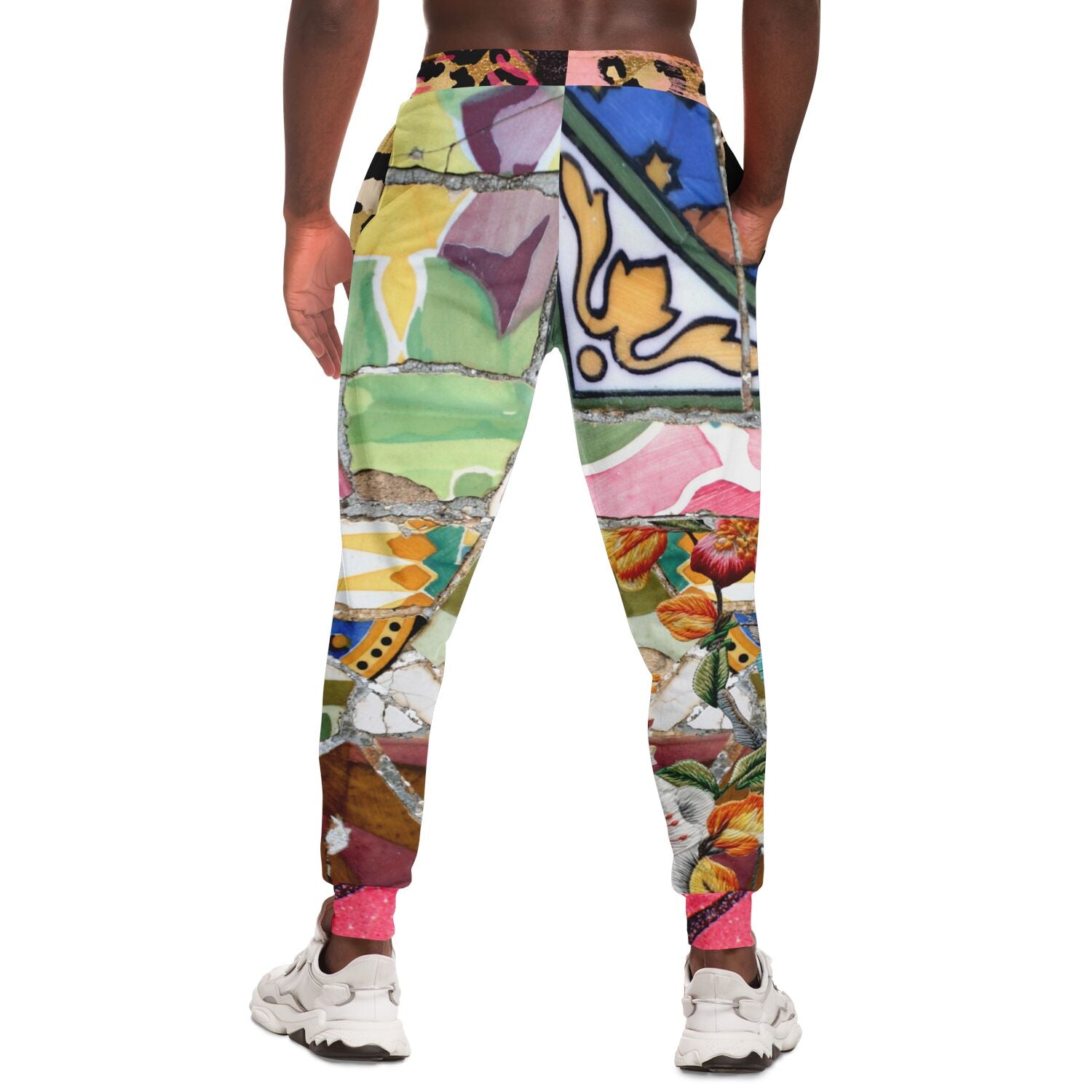 Pink African Savannah Floral Mosaic Tile Eco-Poly Unisex Joggers