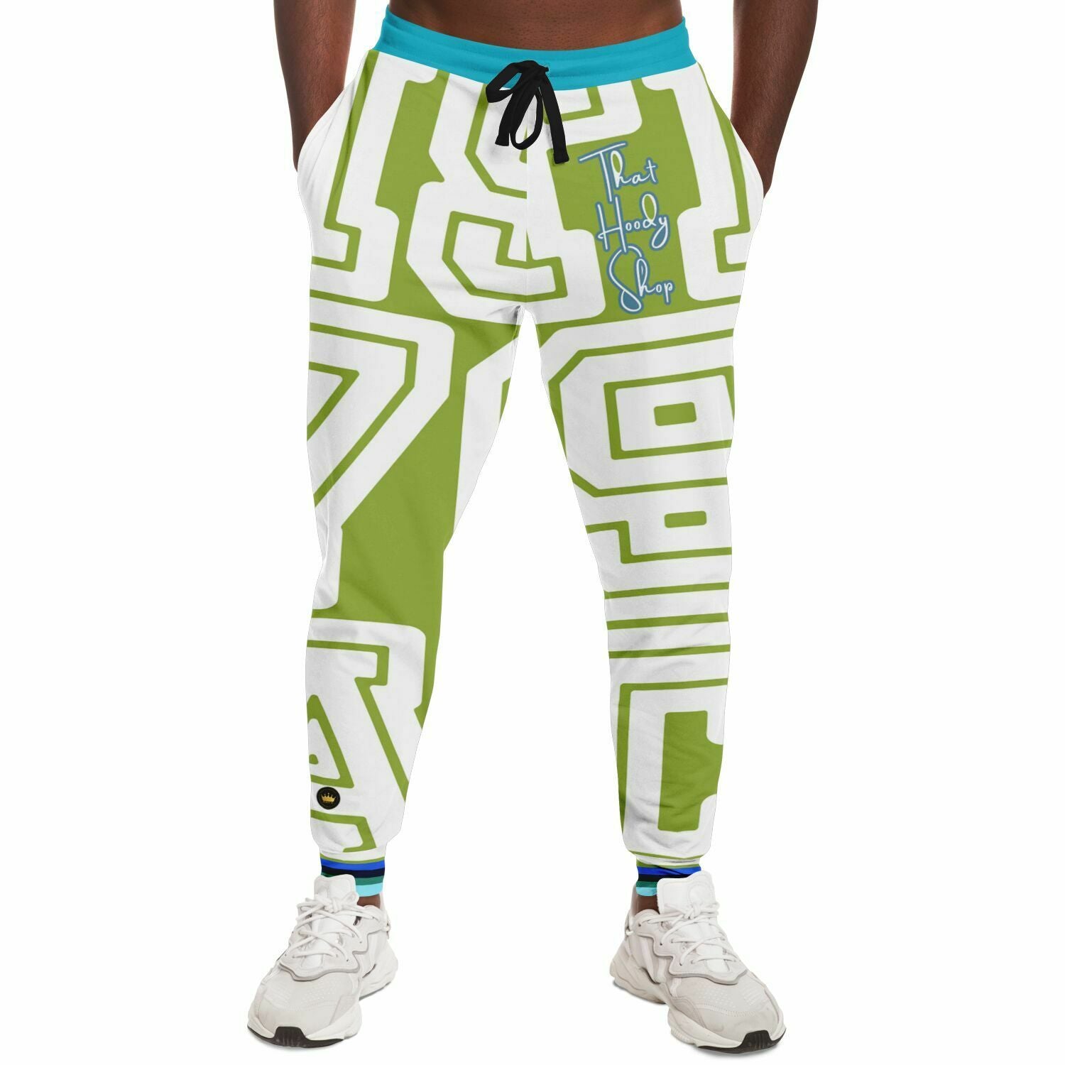 Monograma THS 1976 CA en joggers unisex de poliéster ecológico verde manzana 