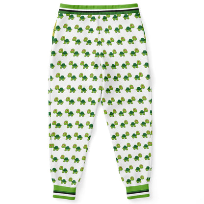 Green Acres Turtle Cluster in White Eco-Poly Unisex Joggers