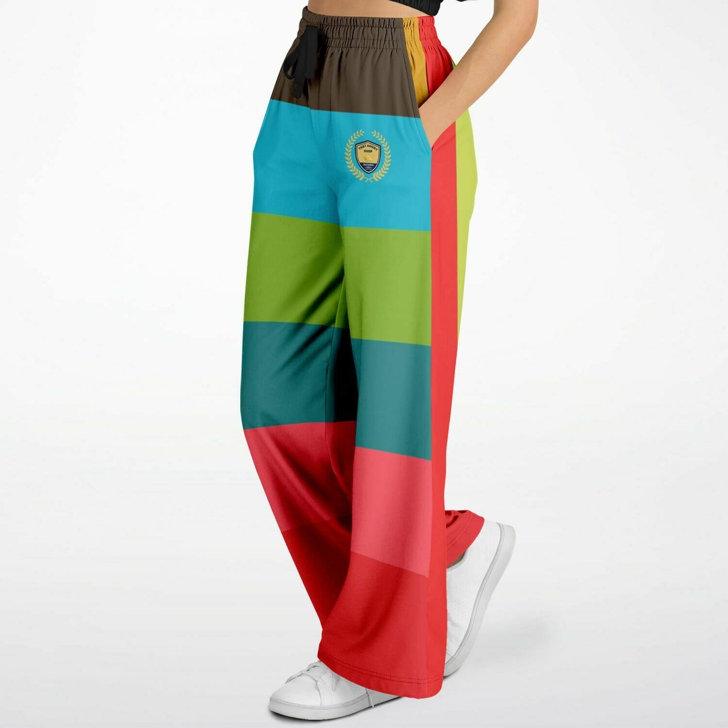 Watermelon Crush Rugby Stripe Eco-Poly Wide Leg Pants