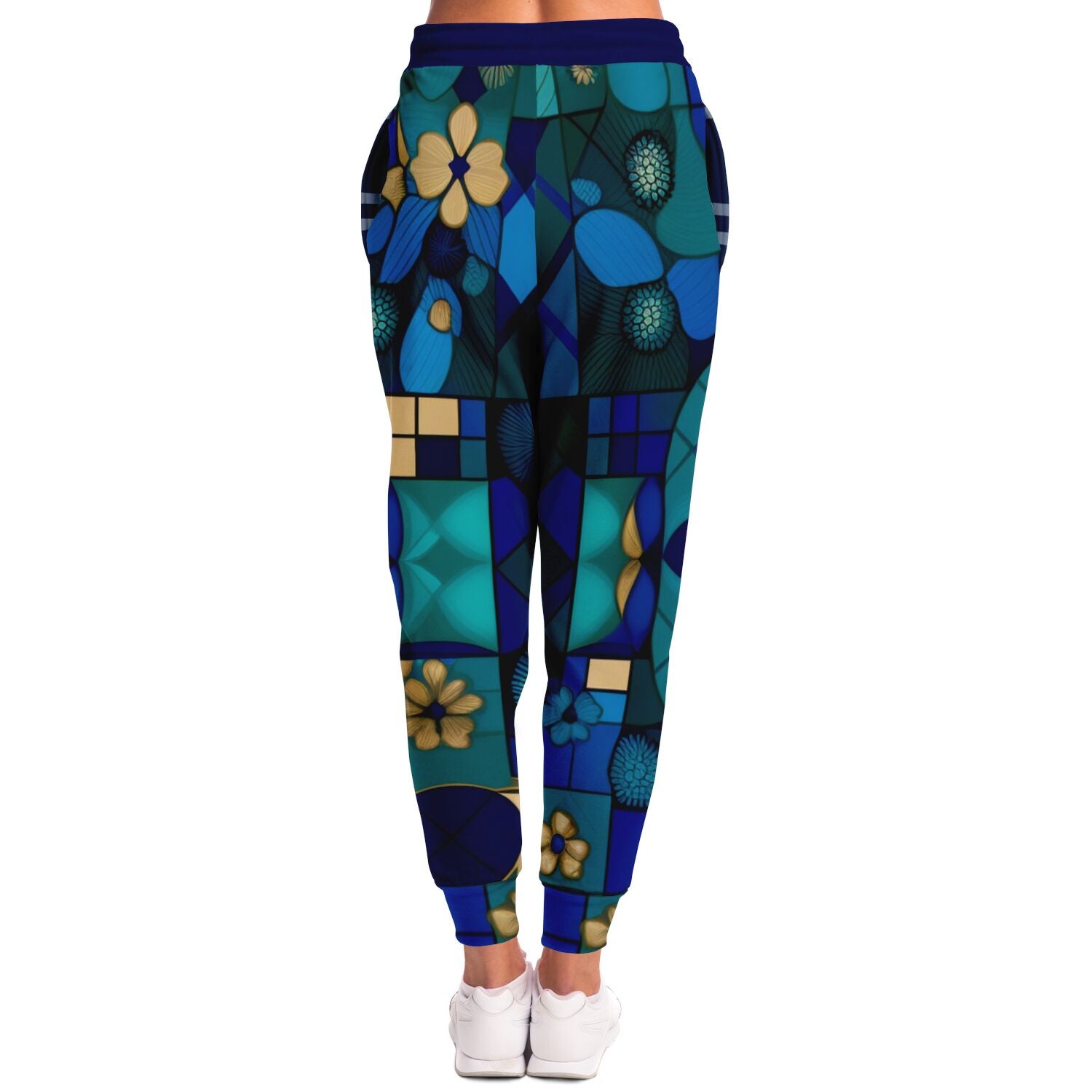 Joggers unisex de poliéster ecológico a cuadros Mystic azules 