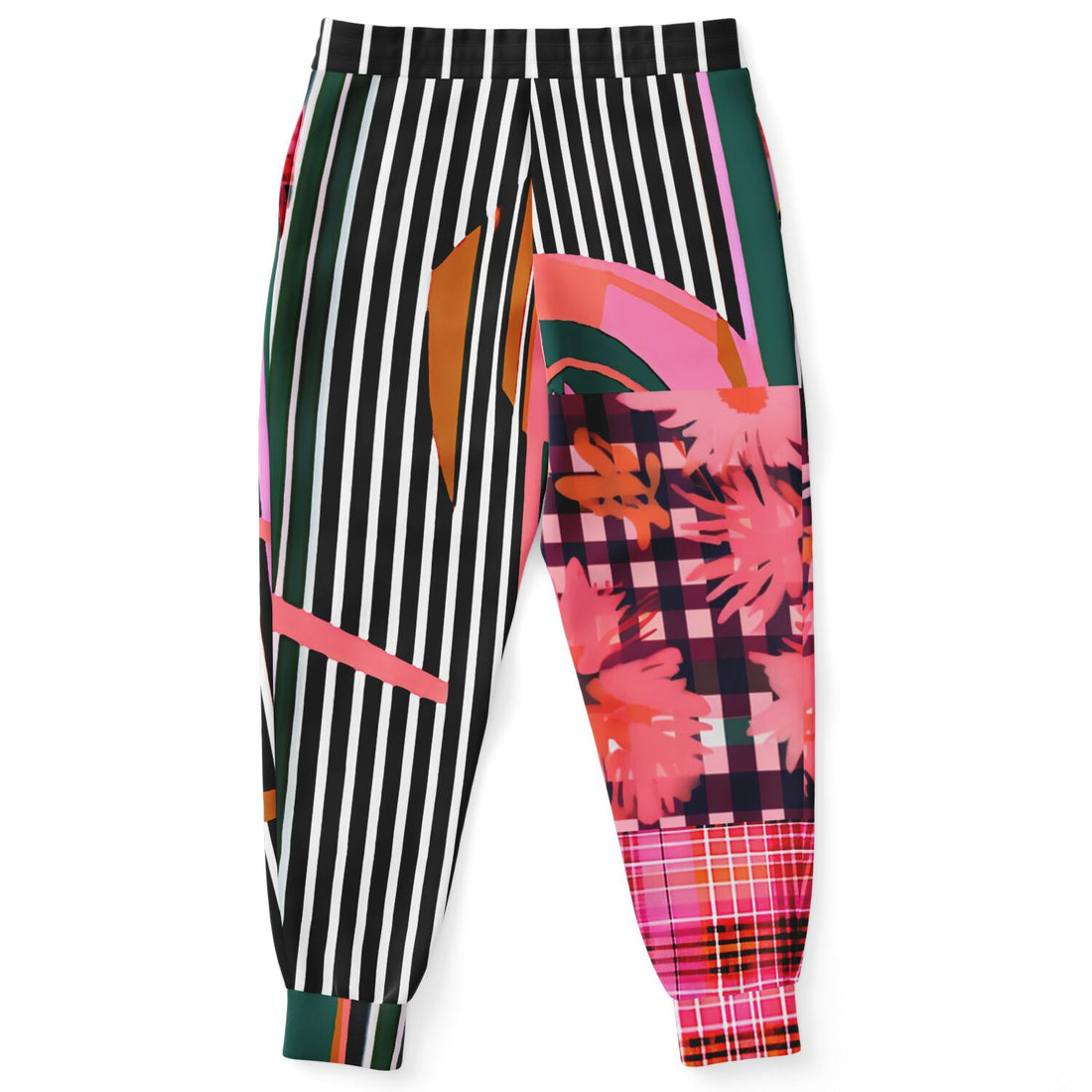 Pink Chrysanthemum Plaid Eco-Poly Unisex Joggers