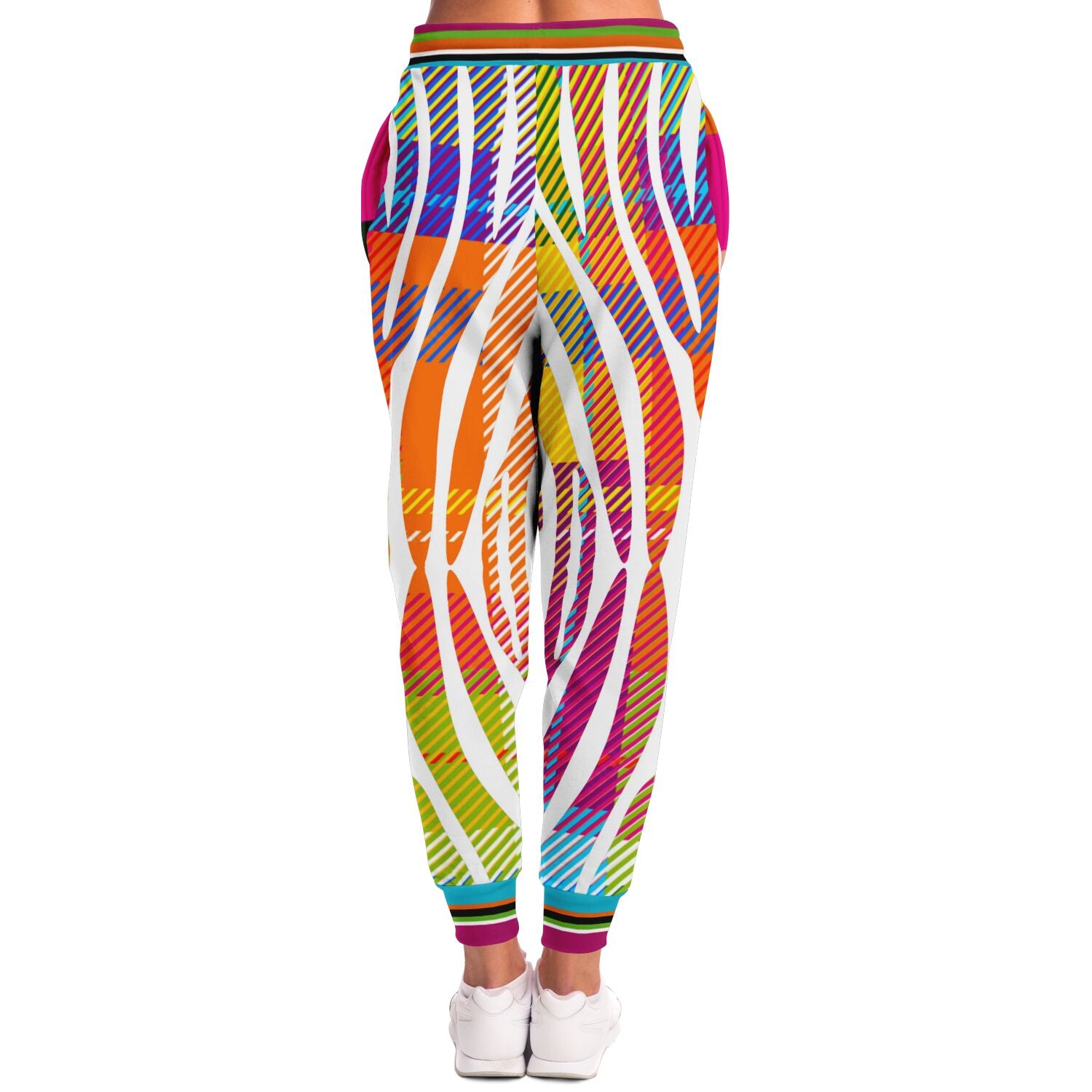 Orange Poppy Plaid Zebra Stripe Eco-Poly Unisex Joggers