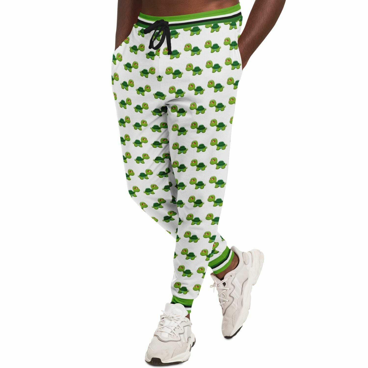 Green Acres Turtle Cluster en pantalones deportivos unisex de poliéster ecológico blanco 