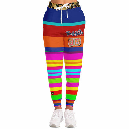 Joggers unisex Gaia Mother Earth Dayglo de poliéster ecológico a rayas 