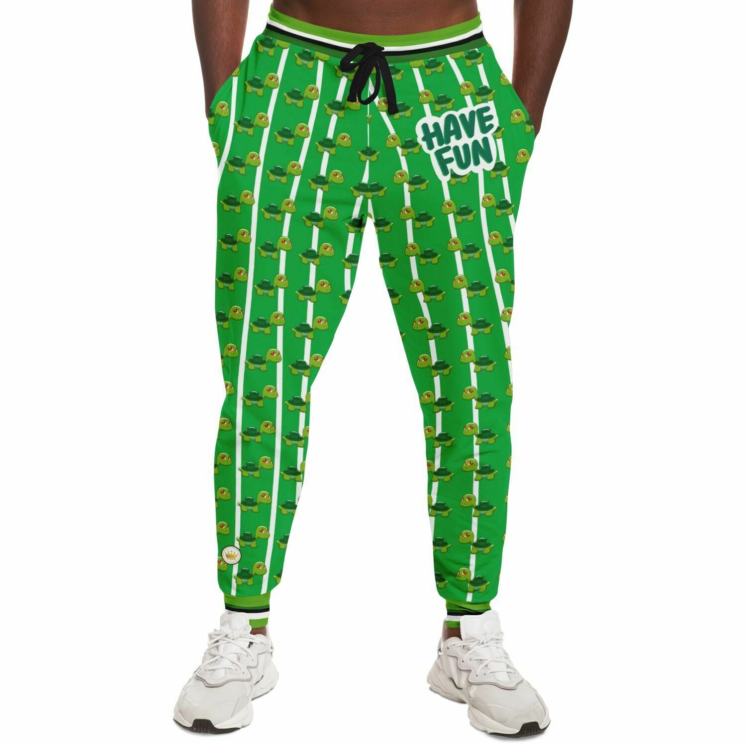 Pantalones deportivos unisex de poliéster ecológico con rayas de tortuga de Have Fun Green Acres 