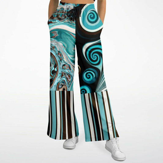 Turk and Caicos Ocean Swirl Eco-Poly Wide Leg Pants