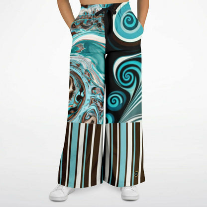 Turk and Caicos Ocean Swirl Eco-Poly Wide Leg Pants