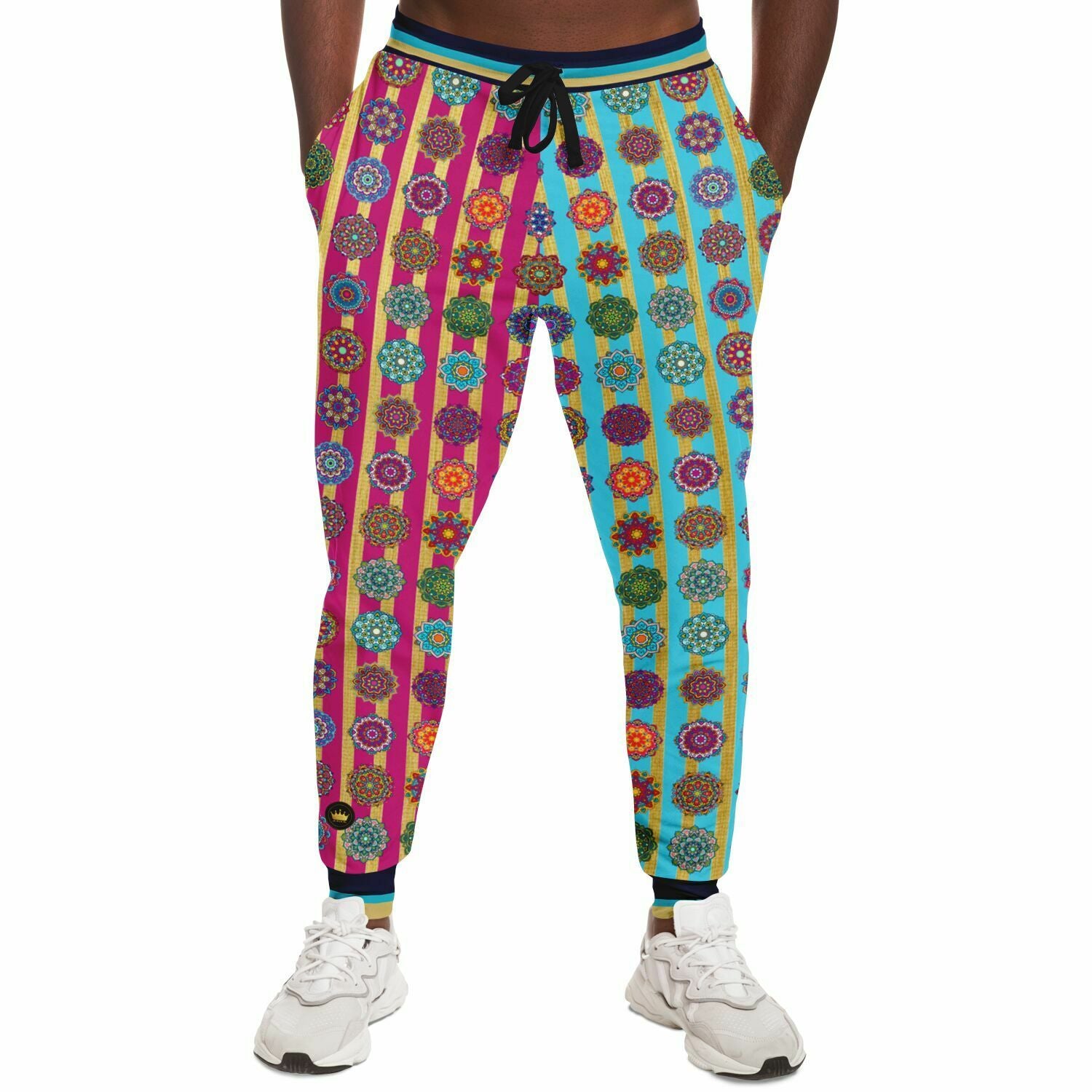 Joggers unisex de poliéster ecológico con rayas Mandala de Gypsy Spirit 