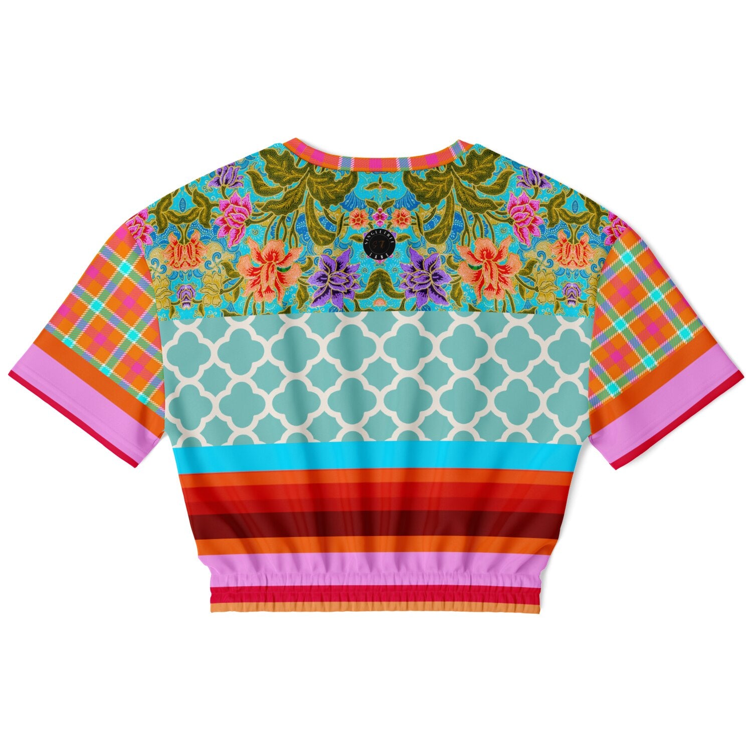 Age of Aquarius Batik Floral Stripe Eco-Poly Cropped Pullover