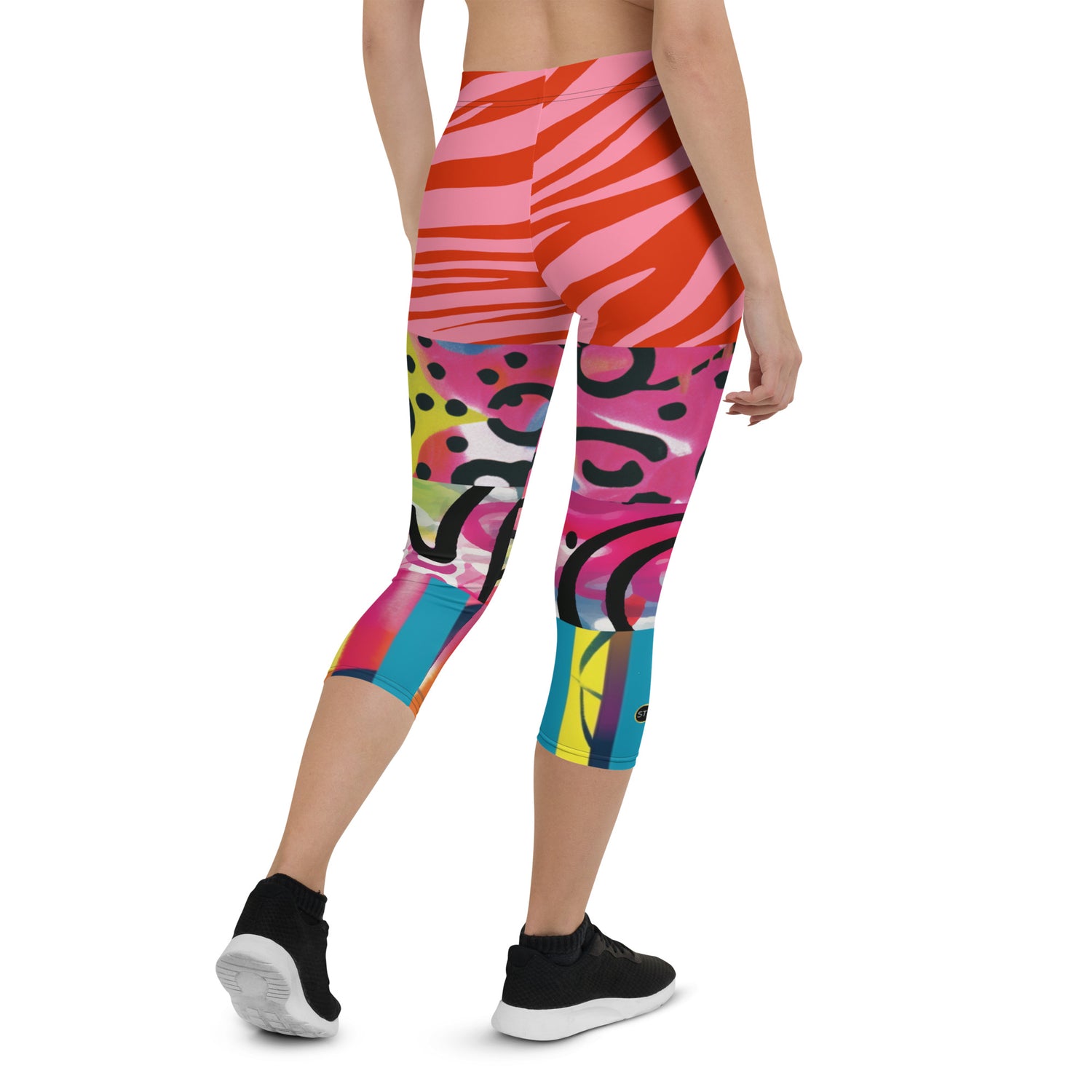 Space Girl in Pink Abstract Capri Leggings