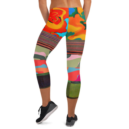 Leggings capri de camuflaje a rayas florales de Brother Man sobrenatural