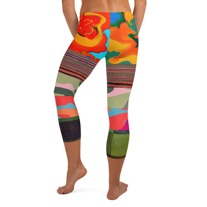 Leggings capri de camuflaje a rayas florales de Brother Man sobrenatural