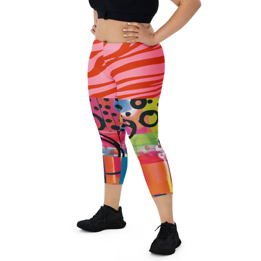 Space Girl in Pink Abstract Capri Leggings