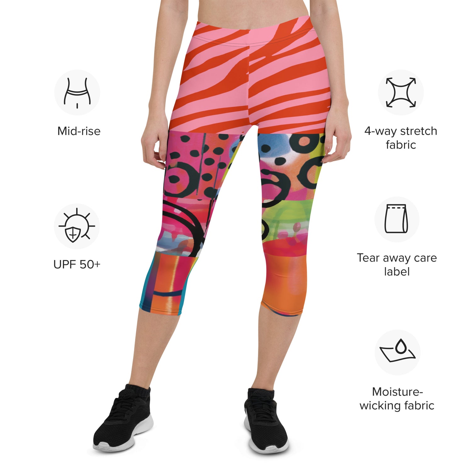 Space Girl in Pink Abstract Capri Leggings