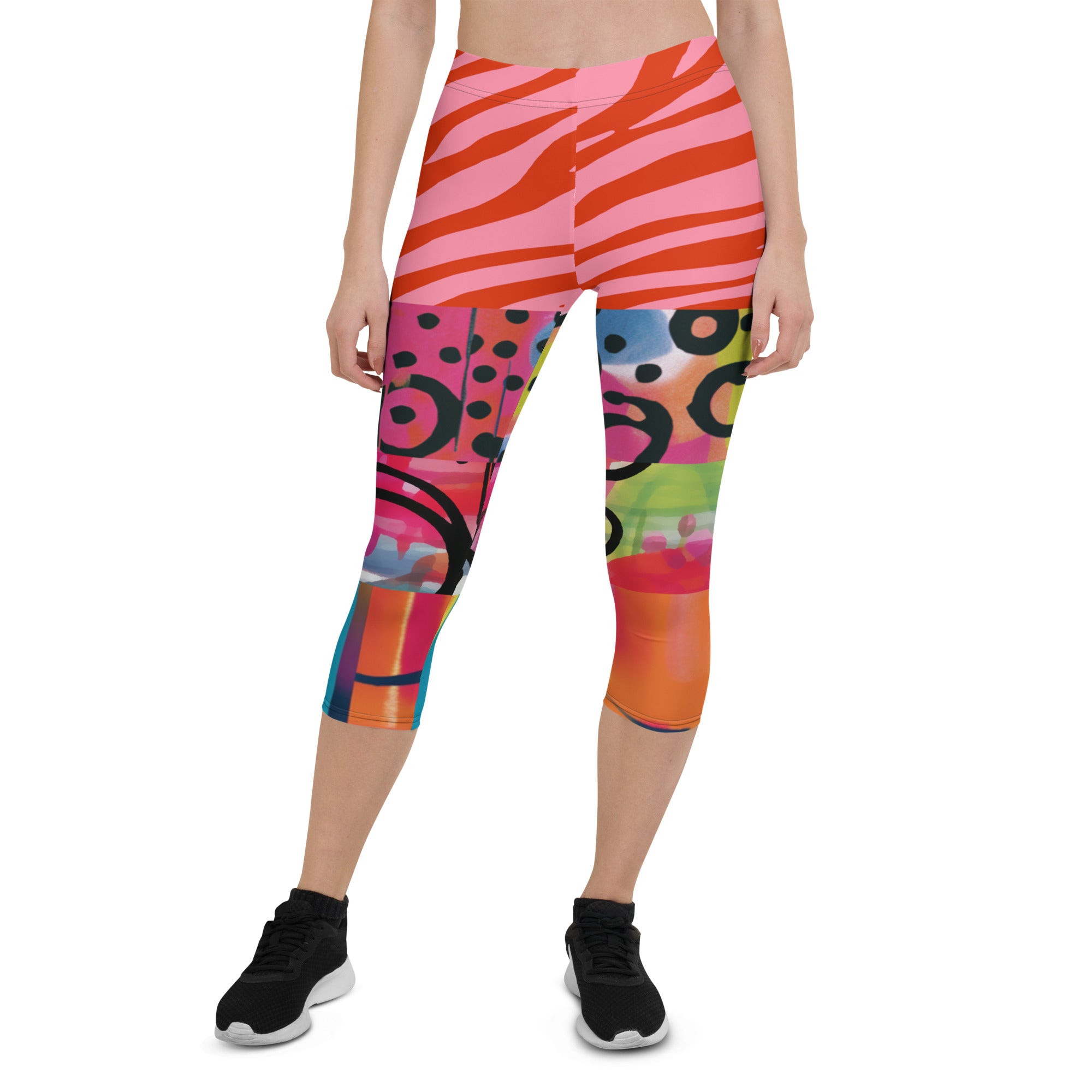 Space Girl in Pink Abstract Capri Leggings