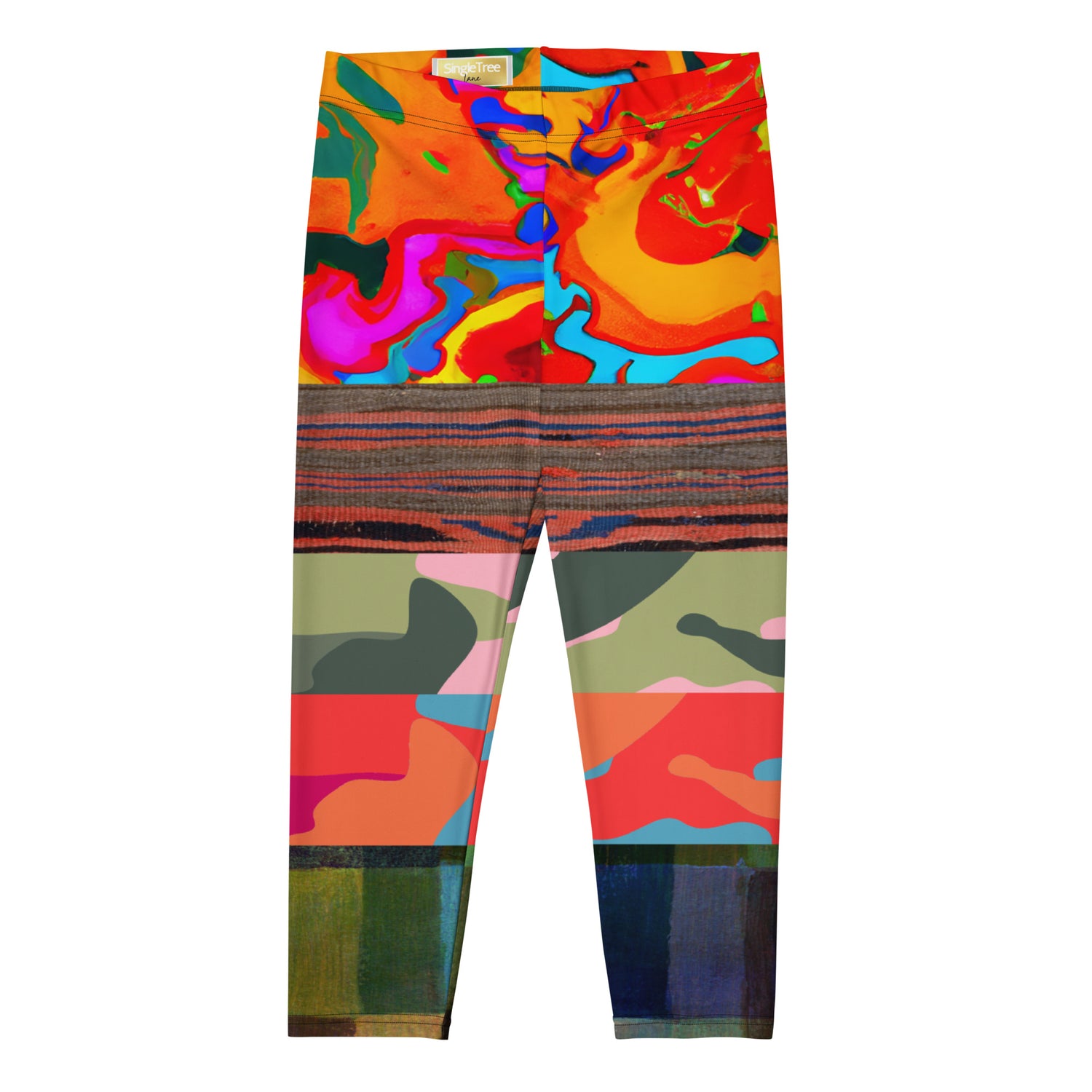 Leggings capri de camuflaje a rayas florales de Brother Man sobrenatural