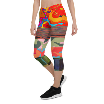 Leggings capri de camuflaje a rayas florales de Brother Man sobrenatural