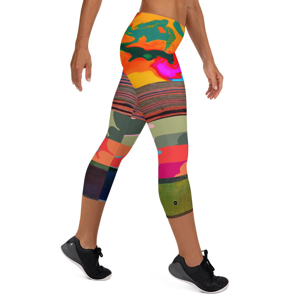 Leggings capri de camuflaje a rayas florales de Brother Man sobrenatural