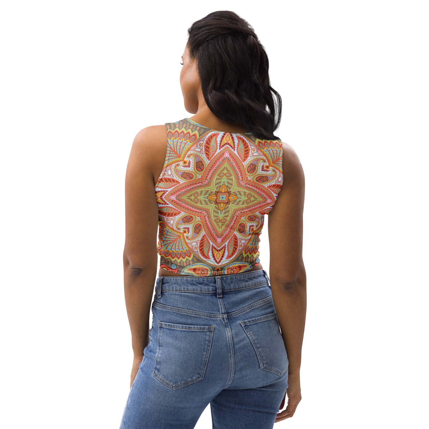 Afro Queen Solace Plaid Paisley Crop Tank Top