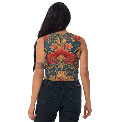 Black Mary Floral Paisley Crop Tank Top