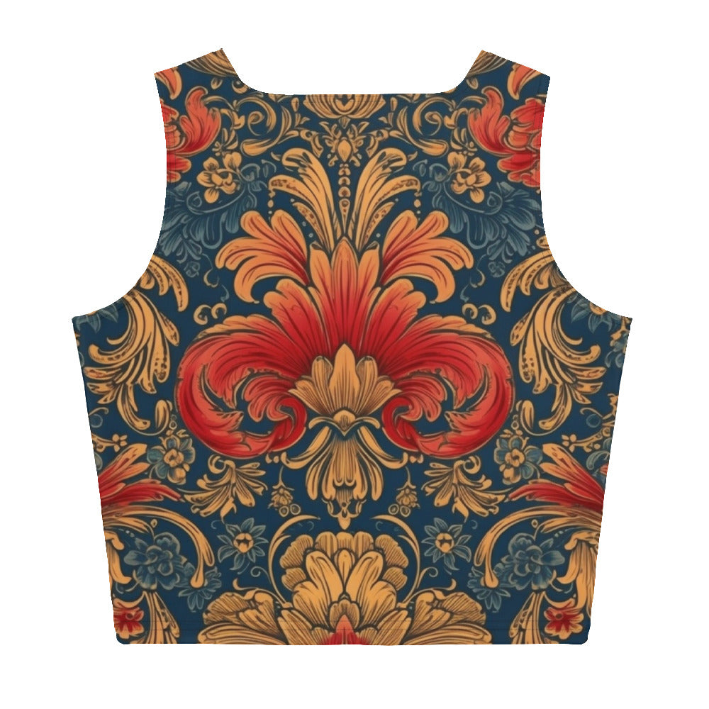 Black Mary Floral Paisley Crop Tank Top