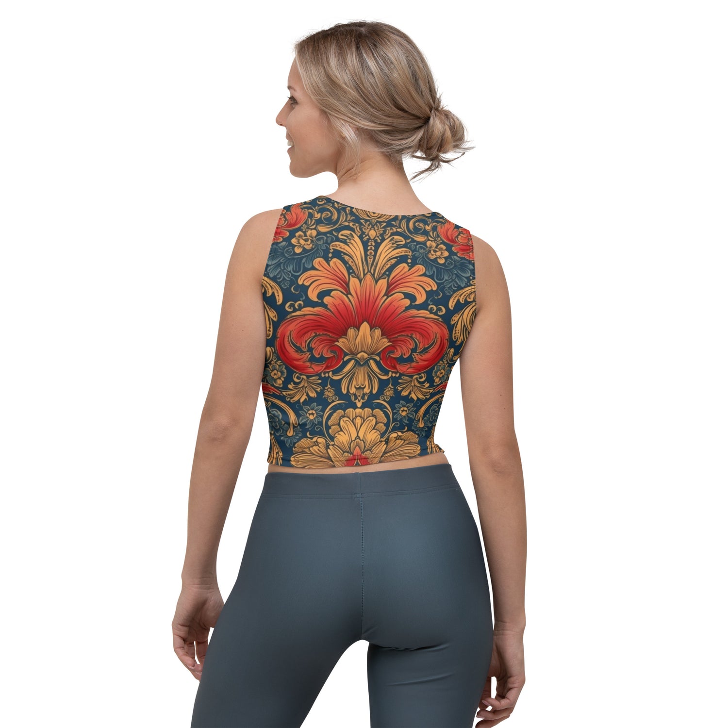 Black Mary Floral Paisley Crop Tank Top