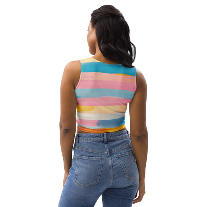 Archangel Gabriel Pastel Striped Crop Tank Top