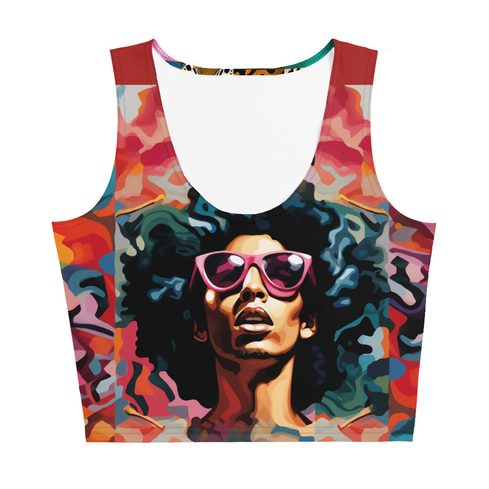 Black Jesus Hidden Butterfly Patchwork Crop Tank Top